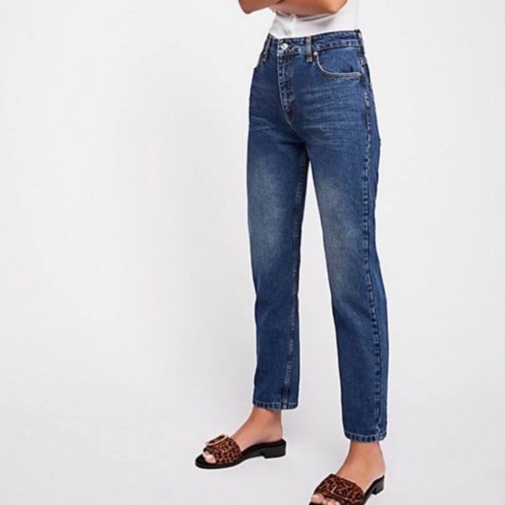 Free People Dark Wash Mom Jeans